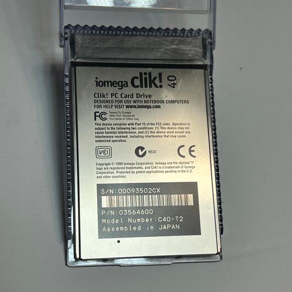 Iomega Clik 40 PC Card Drive C40 T2 Japan 1999 Vintage Storage Includes Case - Picture 3 of 10